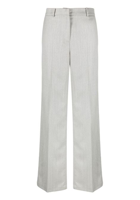 Grey high-rise straight-leg tailored trousers - women